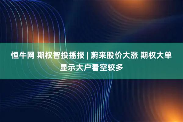 恒牛网 期权智投播报 | 蔚来股价大涨 期权大单显示大户看空较多