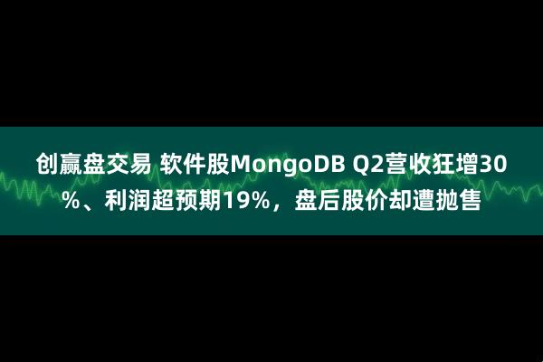 创赢盘交易 软件股MongoDB Q2营收狂增30%、利润超预期19%，盘后股价却遭抛售
